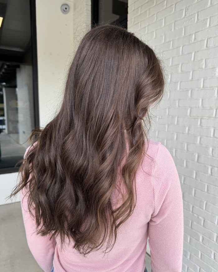 After, glossy rich brunette